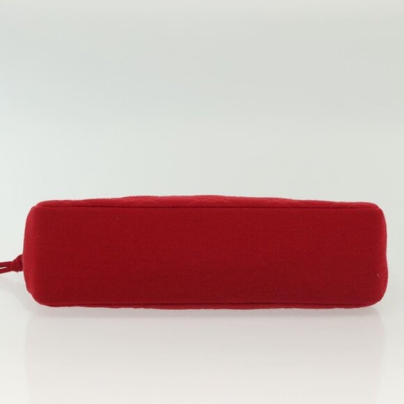 CHANEL Chain Shoulder Bag Cotton Vintage Red Gold CC Auth - Picture 11 of 15